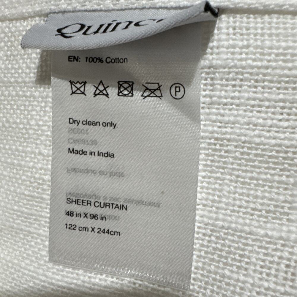 NWT Quince COTTON SHEER Curtain 2 Panel Set 48” X 96” Cotton Curtains White - Picture 4 of 5